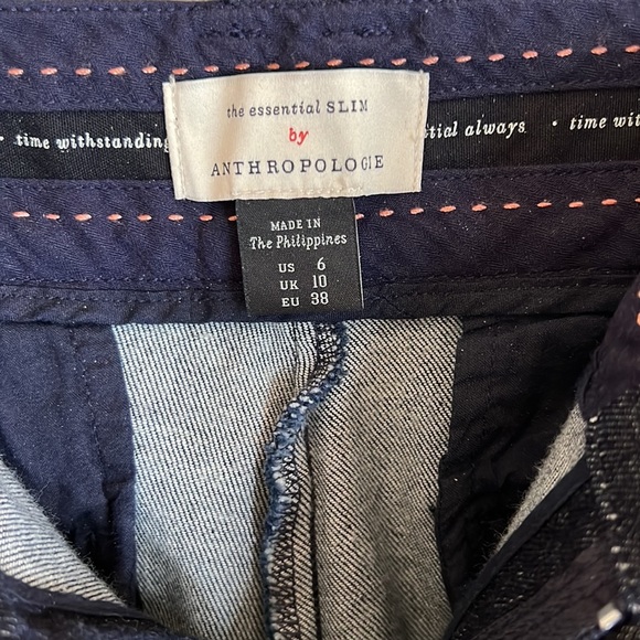 Anthropologie slim straight leg dark denim pant. Clean front. New w/o tags - Picture 8 of 9